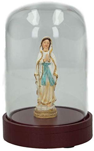 Immagini Statue Sacre Madonna Di Lourdes In Campana Di Vetro h 12 cm In Resina Paben