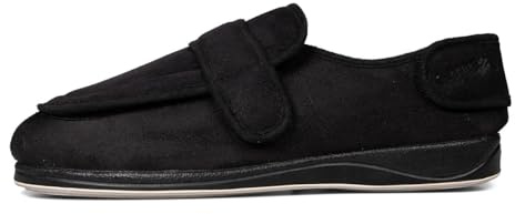 Padders Wrap Wide Fitting Mens Memory Foam Slippers (12 UK, Black, numeric_12)