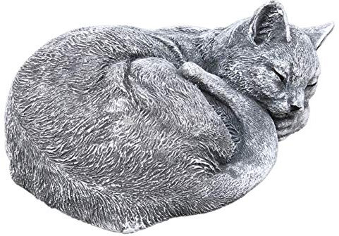 Steinfigur Katze schlafend Frost- und wetterfest bis -30°C, massiver Steinguss