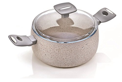 Faitout 24 cm mammola Stone avec couvercle en verre