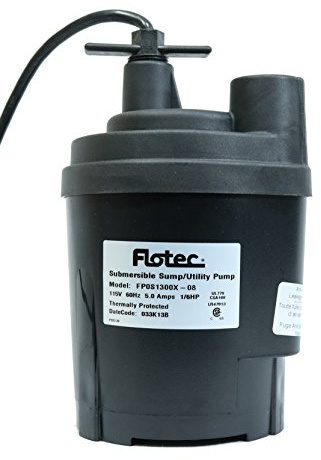Pentair Flotec FP0S1300X-08 Tempest 115-Volt 1/6-HP Submersible Thermoplastic Water Removal Utility Pump