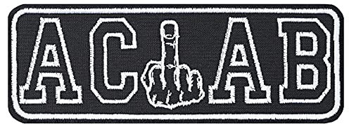 Hooligan Aufnäher: ACAB Ultras Biker Patch mit Stickerei - Kult-Aufnäher Rocker Aufbügler Heavy Metal - DIY Stoff-Applikation für Kutte/Jacke/Jeans/Weste, SCHWARZ, 140x50mm