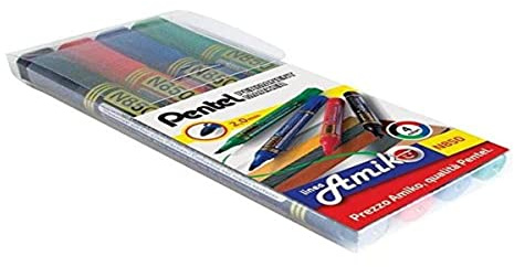 Pentel N850 Permanentmarker, Schwarz, Blau, Grün, Rot, 4 Stück