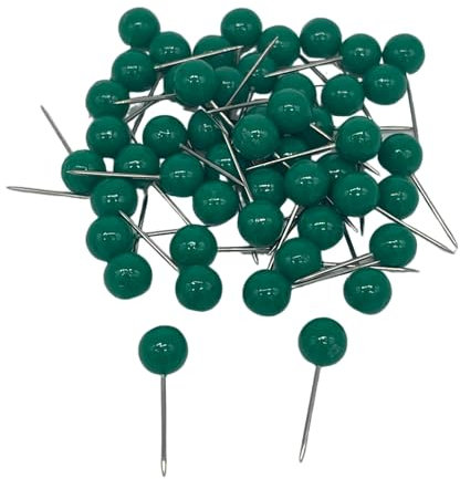 Telliswelt Grüne Kurze Stecknadeln 0,60mm x 1,7 cm (50 Stück) - Präzise Markierung für Pinnwände, Landkarten und mehr