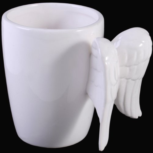 Griff Angel Wing Mug, Porzellan, Kaffeetasse, Trinkbecher, Zuhause, Rund, Weiß, Klassiker, 1 Stück