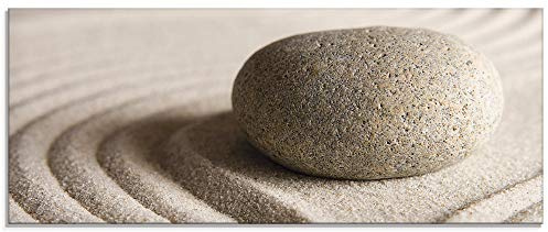 ARTland Wanddeko Glasbilder Wandbild Glas Bild einteilig 125x50 cm Querformat Zen Steine Sand Entspannung Strand Maritim S6BH