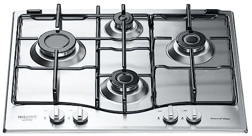 Hotpoint PCN 642 IX/HA hobs Acero inoxidable Integrado Encimera de gas - Placa (Acero inoxidable, Integrado, Encimera de gas, Acero inoxidable, 1000 W, 5,5 cm)