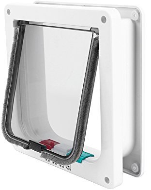 Katzentüre mit chip Pet Cat Tür Klappe mit Teleskopgestell, PET Tür KIT für Katzen und kleine Hunde, weiß