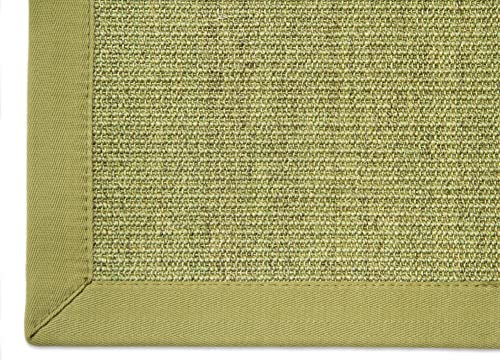 Astra Sisal Teppich Manaus mit Bordüre Farbe heu Kiwi grün 100% Sisal - 18 Größen, Größe: 65x140 cm