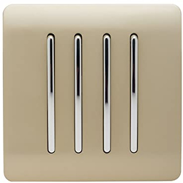 Trendi 4 Gang 1 Way Artistic Modern Glossy 10 Amp Rocker Tactile Light Switch Gold ART-SS7GO