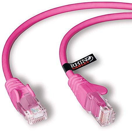 rhinocables Câble réseau Gigabit Ethernet CAT6 haut débit pour LAN — Câble sans accroc avec connecteur RJ45 — pour Internet, routeur, modem, Smart TV, PC et ordinateur portable (0,5 m, rose)