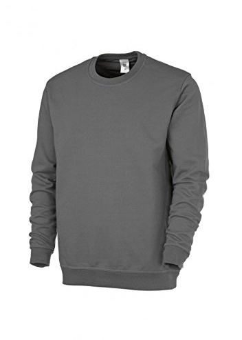 BP 1623-193-53-XS Unisex-Sweatshirt, Lange Ärmel, Rundhalsausschnitt, Strickbündchen an Ärmeln und Saum, 320,00 g/m² Verstärkte Baumwolle, dunkelgrau, XS