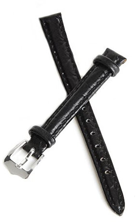 ODETOJOY Uhrenarmband, 10 mm, PU-Leder, Schwarz, schmales Armband für Damen, Ersatz, Reparaturzubehör