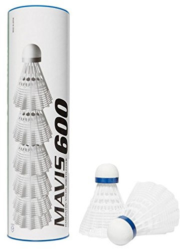 YONEX K-REY-YX600W Mavis 600 Federbälle, 6 Stück, Weiß, Schwarz, M