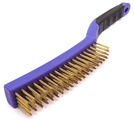 COTTAM Wire Brush | 4 Row | Comfort Grip (Brass) | Efflorescence Remover | Brick Salt Remover