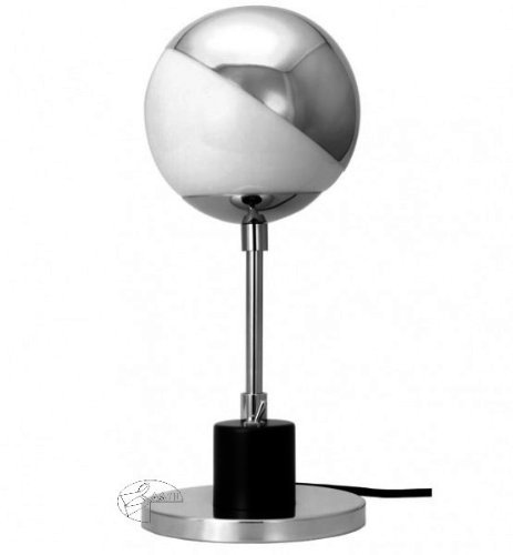 Tecnolumen Bauhaus Tischleuchte mit Halbkugel verchromtes und schwarz lackiertes Metall, Aluminium poliert, Glas opalüberfangen, SF28, Silber