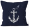 Autiga Zauberhafter Kissenbezug Vogel Anker Anchor Birds Kissen-Hülle Deko-Kissen 40x40 Baumwolle Navy 40cm x 40cm