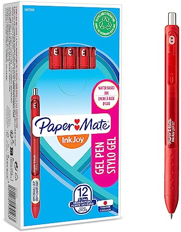 Paper Mate InkJoy Gelstifte | mittlere Spitze (0,7mm) | rot | 12 Stück