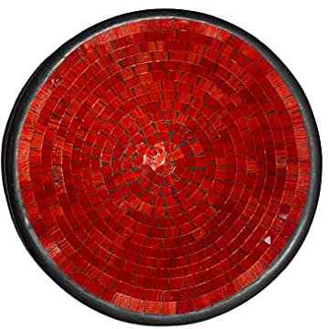 Unbekannt Deko - Schale Glasmosaik Schale rund rot - Feuer - Glitzer - 20cm