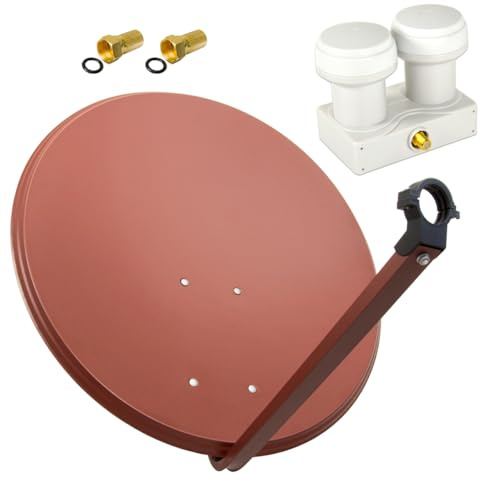 Premium X Satelliten-Komplettanlage 80cm Satellitenschüssel Rot Single LNB Monoblock Astra 19,2 Hotbird 13, 2 SAT für 1 Teilnehmer