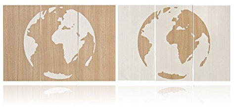 Geschenkestadl 6-teiliges Set Holzbilder Weltkugel Wandbild H 60cm x B 180cm