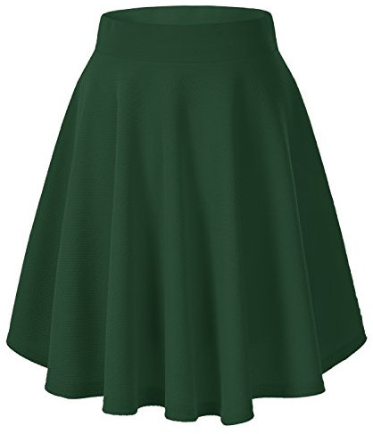 Urbancoco Damen Mädchen Basic Solid vielseitige dehnbaren informell Mini Skater Rock (S, Dunkelgrün-lange)