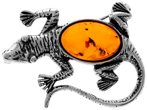 SilverAmber Damen-Brosche 925 Silber mit Bernstein 4108