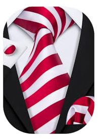 Barry.Wang Men Ties Silk Necktie Set Formal Solid Handkerchief Cufflinks Woven Wedding Business