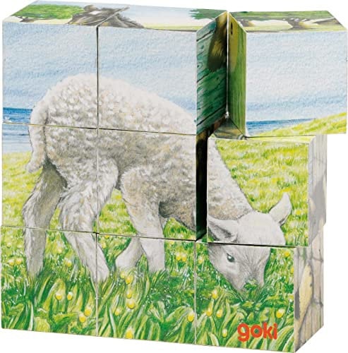Goki 57607 - Würfelpuzzle - Bauernhoftiere
