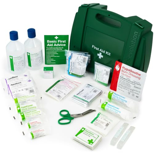 Safety First Aid Evolution British Standard First Aid and Eye Wash Kit | Small Fully-Stocked, Wall-Bracket Sold Separately
