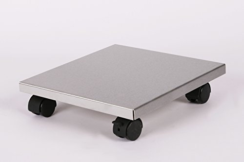 Möbelroller/Pflanzenroller (Profi) 30x30 cm, Edelstahl, 100kg, Bürorollen + Bremse, Marke: Szagato, Made in Germany (Design-Pflanzenroller Transportroller Rollbrett)