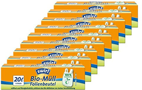 Swirl Bio-Müll Folien-Beutel 20l mit Tragegriff 6stk./Rolle (9er Pack)