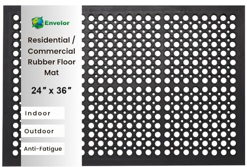 Envelor Anti Fatigue Mat Rubber Floor Mats Door Mat Non Slip Drainage Mat for Entryway, Kitchen, Restaurant, Garage, Heavy Duty Use Doormat, Commercial Floor Mat Industrial 24 x 36 Inches