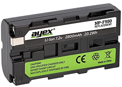 ayex NP-F550 Batterie Compatible avec caméscope Sony et Divers Éclairage Permanent Durable et fiable Faible Auto-décharge