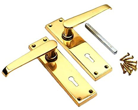 Merriway BH03588 Viktorianischer gerader Türgriff, Messing mit Schnappverschluss, Weiß, 1 Paar