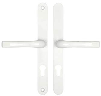 White Upvc Door Handle 240mm Screw Fix 70mm PZ Sprung Repair Handle