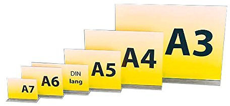 15 Stück Hansen Werbeaufsteller / Tischaufsteller / T-Aufsteller / T-Ständer aus Acryl / Acrylglas, Format: DIN A6 Querformat