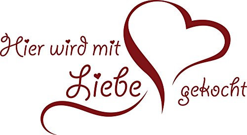 GRAZDesign Wandtattoo Hier wird mit Liebe gekocht Küche | Küchenaufkleber selbstklebend - 73x40cm / 030 dunkelrot