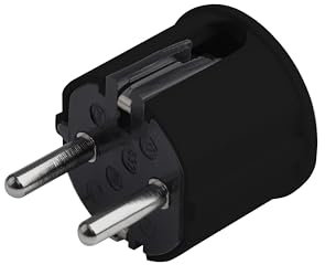 Meister Schutzkontakt-Stecker - Kunststoff - schwarz - 250 V - 16 A - Maximaler Kabelquerschnitt 2,5 mm² - IP20 Innenbereich - Seitliche Einführung / Schuko-Stecker mit Zugentlastung / 7421120