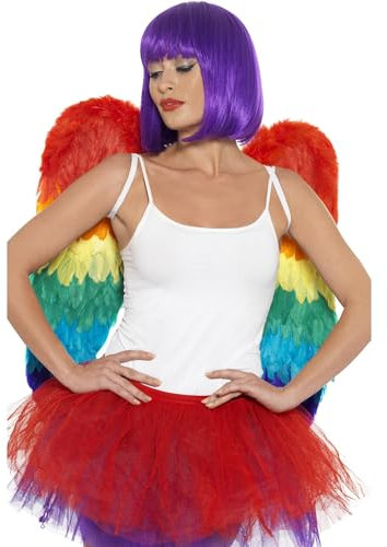 Smiffys Federflügel Regenbogen, 60 cm x 60 cm Halloween