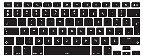MiNGFi Silikon Dvorak Tastaturschutz für MacBook Pro 13 A1278/A1425/A1502(2008–2017) Air 13 A1369/A1466(2010–2017) Pro 15 A1398/A1286(2008–2015) Pro 17 A1297(2011) EU/ISO Tastaturlayout - Schwarz