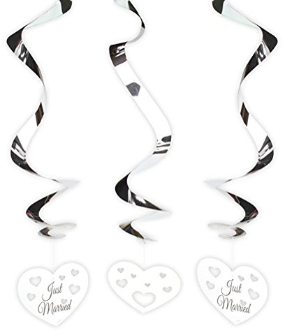 Folat Spirale zum Aufhängen Dekoration – Just Married (3 Stück)
