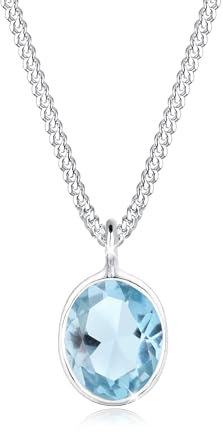 Elli Halskette Damen Solitär Anhänger Elegant mit Topas Hellblau in 925 Sterling Silber