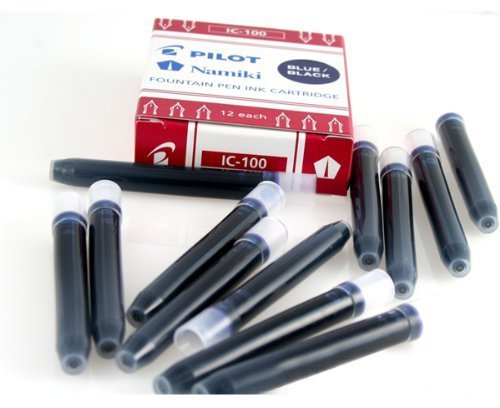 6 PACKS: Namiki IC100 Fountain Pen Ink Cartridge, Blue/Black, 12 Cartridges per Pack (69102)