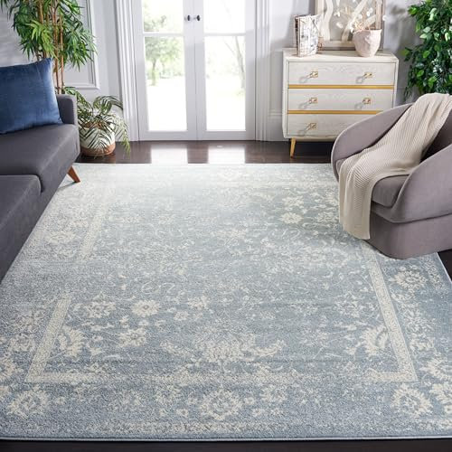 Safavieh Tapis de Sol Vieilli pour Salon, Salle à Manger, Chambre à Coucher - Adirondack Collection, Tapis à Poil Court, Ardoise et Ivoire, 240 x 300 cm