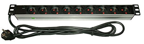 Infosec L9 RM Steckdosenleiste, rackfähig mit 9 französischen Steckdosen (2P+T)