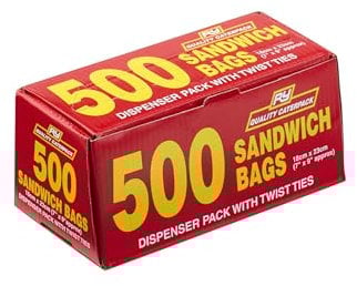 Caterpack by Robinson Young Sandwich Bags, Dispenser Pack of 500 Sandwich Bags for Food Storage With Twist Ties, Bag Dimensions 18cm x 23cm