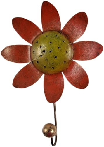 GURU SHOP Kleiner Garderobenhaken, Metall Kleiderhaken - Blume, 18x12x4 cm