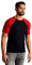 Raglan Baseball T-Shirt Herren, Schwarz-Rot, L