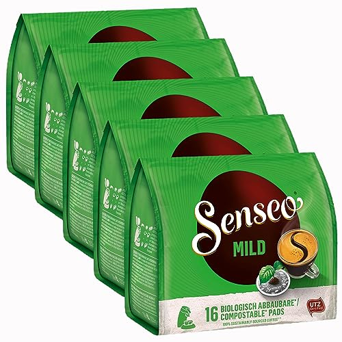 Senseo Kaffeepads Mild, Feiner und Samtweicher Geschmack, Kaffee, neues Design, 5er Pack, 5 x 16 Pads